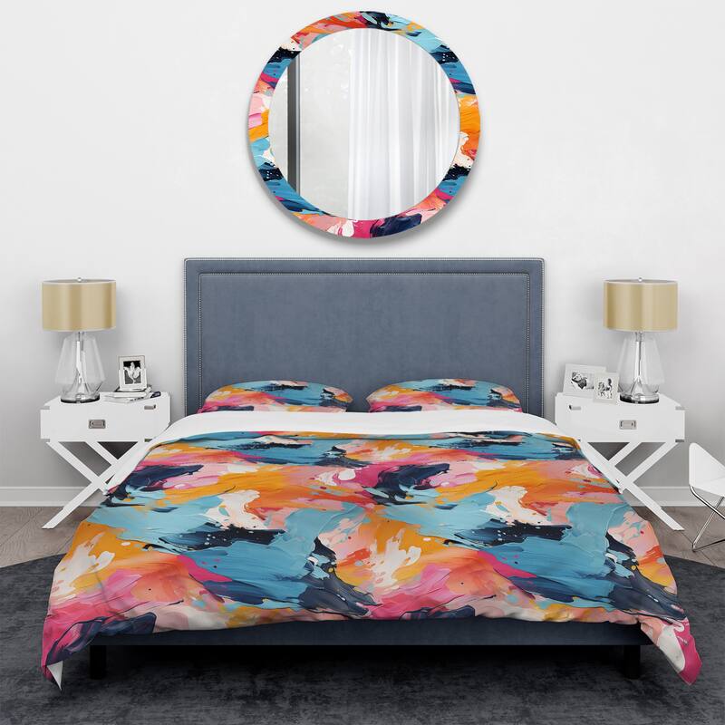 Designart "Colorful Paint Swirl Bliss II" modern bedding covert set